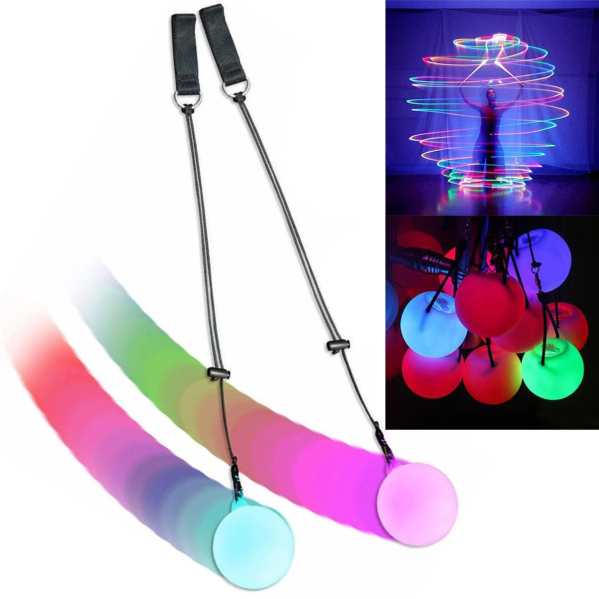 

Flashing LED Multi-Coloured Glow POI Thrown Balls Light up For Professional Belly Dance Hand Prop Party Waterproof speelbal