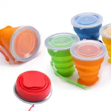 Портативная силиконовая телескопическая чашка для питья Складная чашка для питья воды для путешествий на открытом воздухе Кемпинг с чехлом