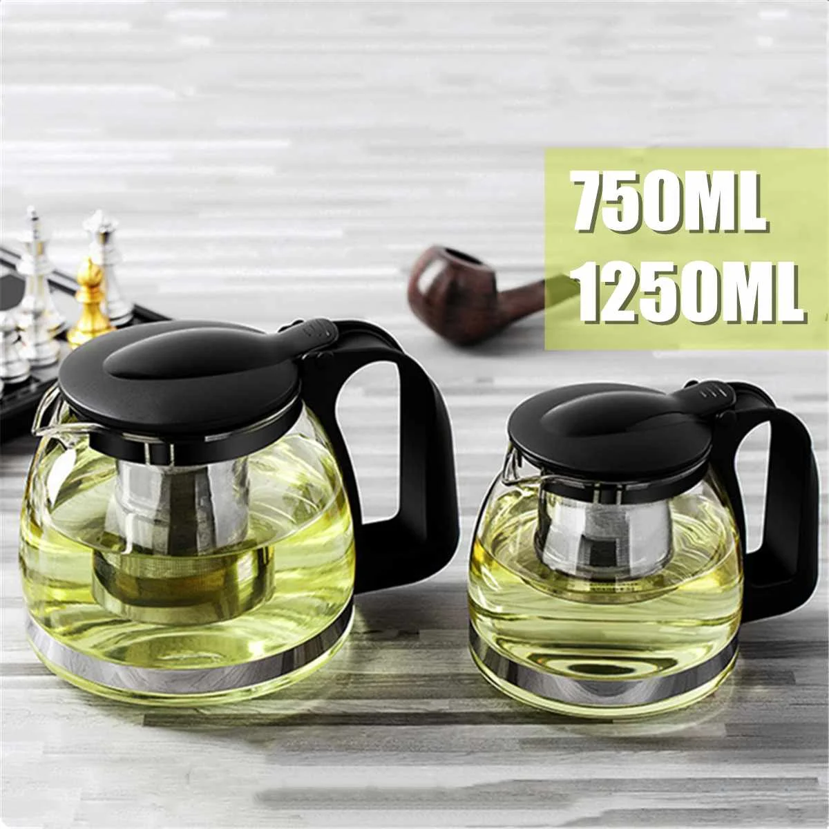 

750ml/1250ml Teapot With Filter Heat Resistant Glass Flower Tea Pots Infuser Tea Leaf Herbal Coffee Drinkware kung fu TeaCup