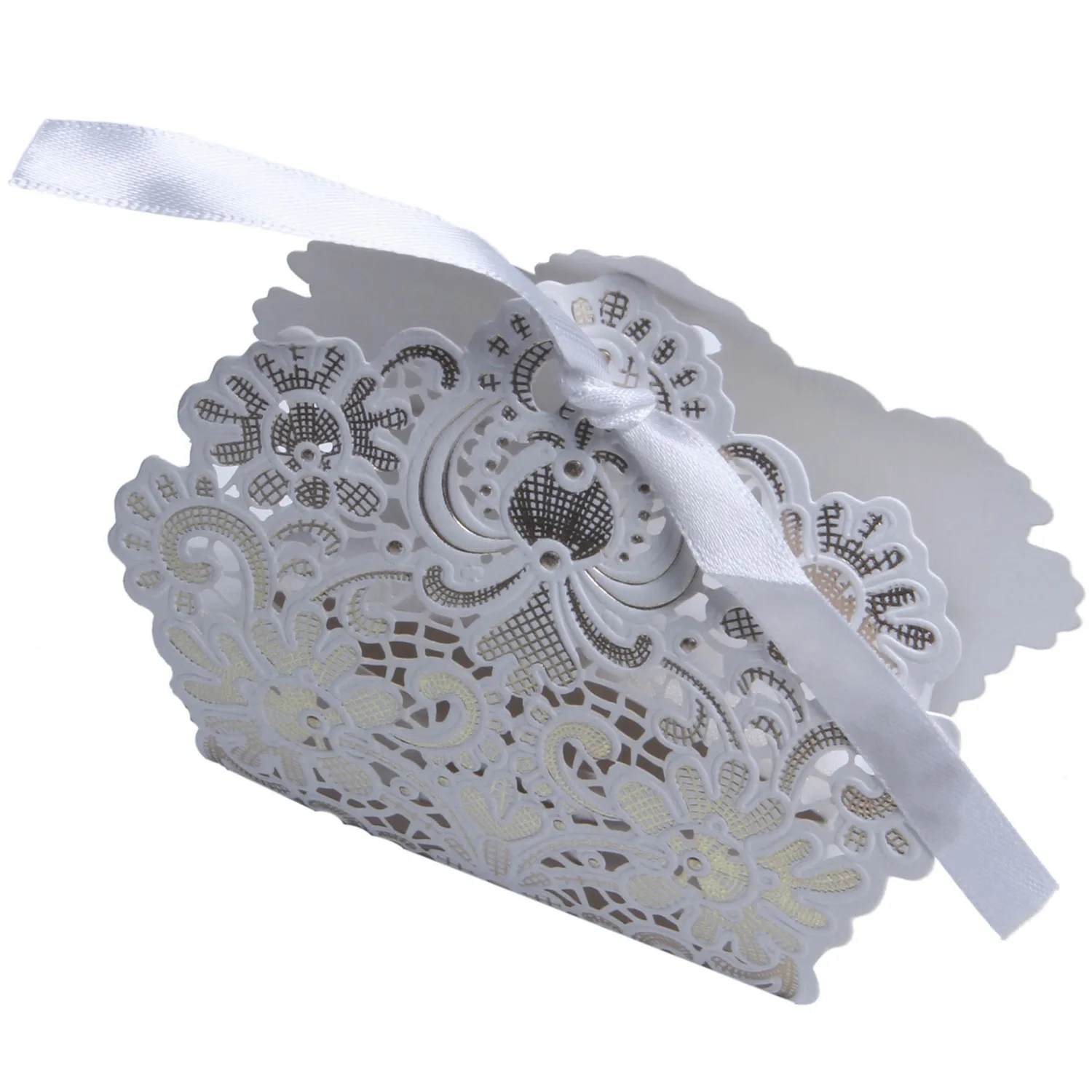 100pcs white lace candy box hollow |