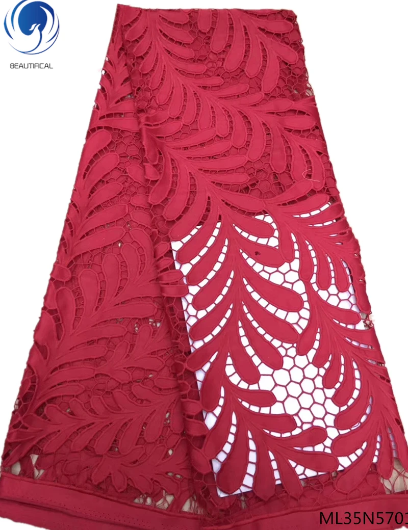 

BEAUTIFICAL nigerian lace fabrics guipure cord lace fabric 5 yards/lot hot selling 2019 arrival high quality cord lace ML35N57