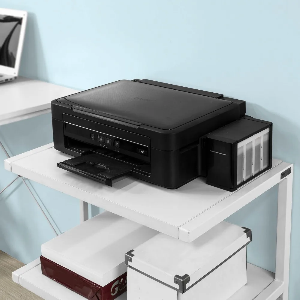 SoBuy FRG81-W Desk Side Printer Shelf, Wheeled Printer Stand with 3 Shelves, Side Table End Table
