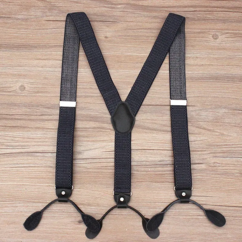 

6 Buttons Suspenders Man/Women Fashion Dot 3.5cm Braces Adjustable Real Leather Suspenders Y-Back Ligas Tirantes