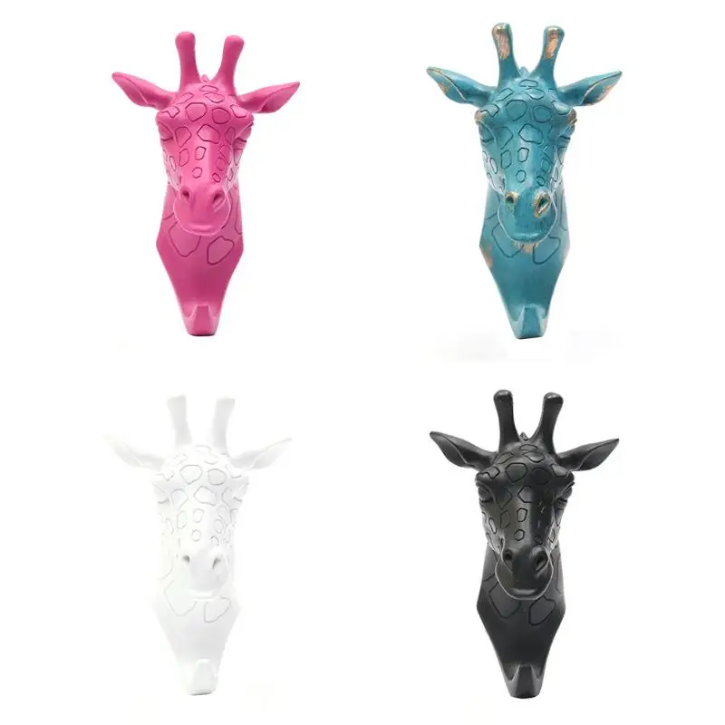 

Giraffe Resin Storage Hooks Wall Decorative Key Holder Hanger Organizer Cloth Towel Hooks Sticky Seamless Paste Tight Holder