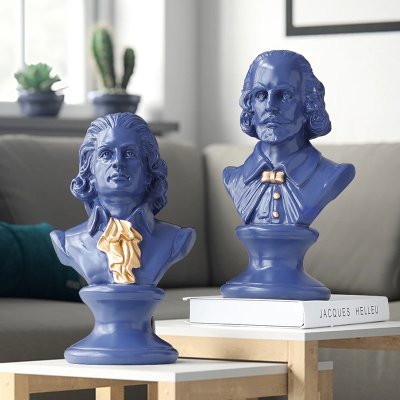 Shakespear & Mozart Head Portraits Bust Large Resin Statues for Home Decoration Resin Art & Craft Sculpture Sketch Practice
