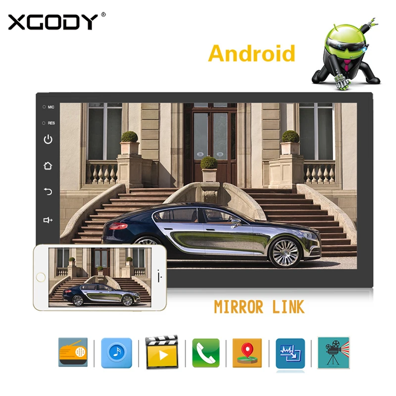 

XGODY 7" Navigator 2 Din Car Radio Android GPS Navigation 1G+16G Quad Core 3G/4G WIFI Bluetooth Rear Camera Autoradio Free Map