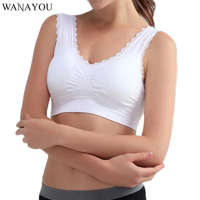 

WANAYOU Lace Solid Sports Bra,Plus Size XXL XXXL U Back Seamless Sports Bra Top,Padded Wirefree Breathable Yoga Bra for Women