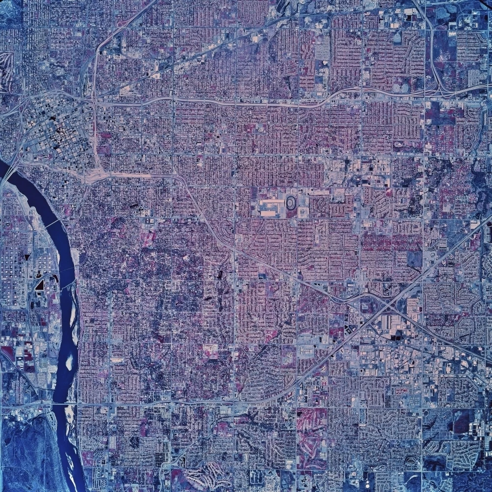 Satellite view of San Jose плакат Калифорния Print (27x27) | Дом и сад
