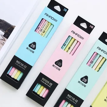 

Candy Color Series Wood Pencil Pens DIY Office Stationery and Student Supplies Writing Clear and Smooth HB Hardness Pencil 12PCS