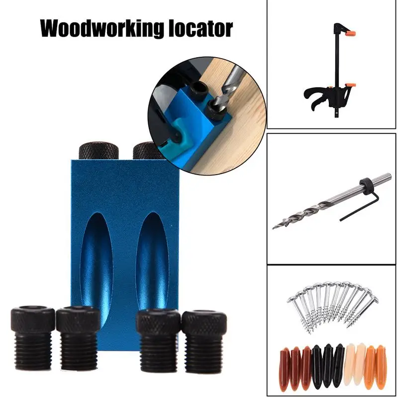 

Woodworking Pocket Hole Jig Kit 6/8/10mm Angle Drill Bit Locator Woodworking Locator Puncher Set For DIY Carpentry Tools