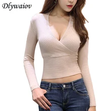 Sexy Low Chest Deep V neck Sweater Women Tops 2018 Autumn Pull Fashion High Waist Slim Tight High Femme Elastic Knitted Pullover Sexy Low Chest Deep V neck Sweater Women Tops 2018 Autumn Pull Fashion High Waist Slim Tight High Femme Elastic Knitted Pullover