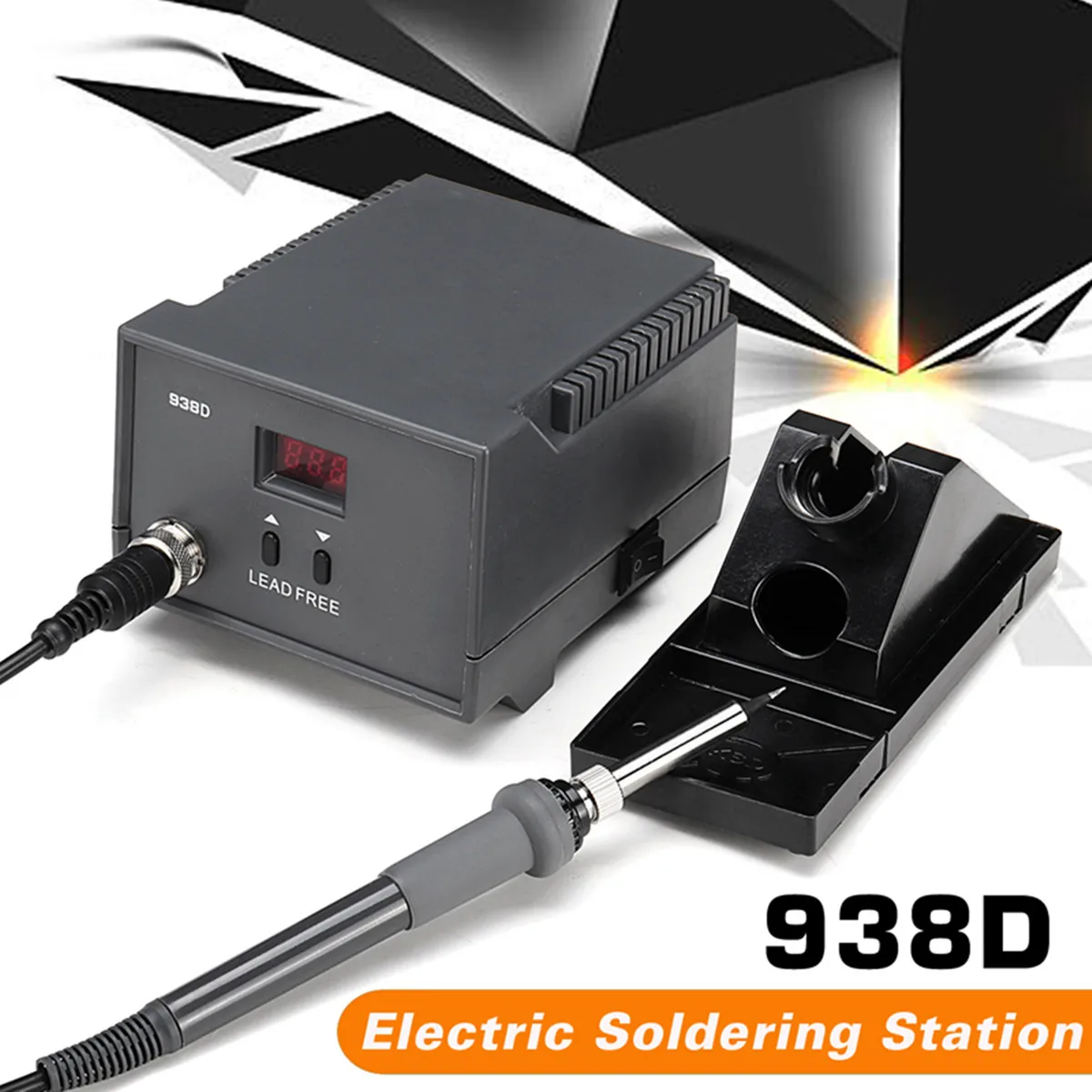 

60W 938D Digital LED Display Soldering Station Anti-static AC220V with Solder Iron Pen Holder Rework Station Repair Welding Tool