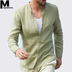 Moomphya 2019 Новая мода повседневное Лен для мужчин рубашка одноцветное цвет camisas hombre уличная chemise homme