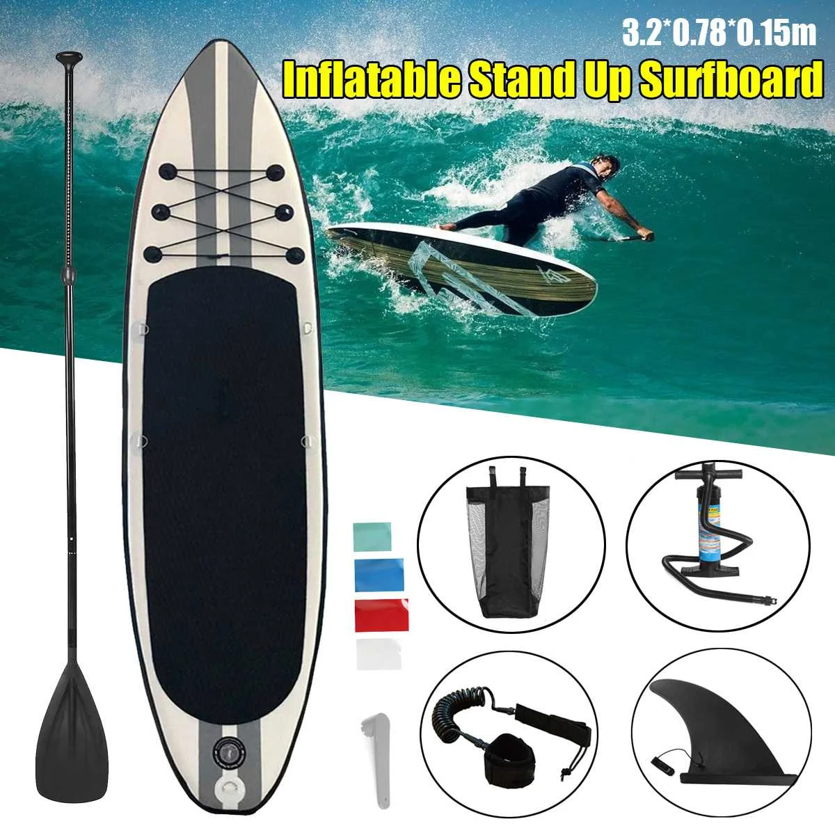 

Inflatable Surfboard 320x78x15cm Surfboard Stand Up Paddle Surfing Board Water Sport Sup Board + Pump Safety Rope Tools Kit