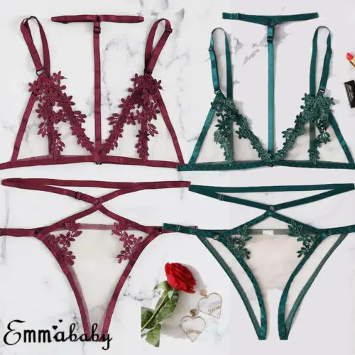 2019 Women Sexy Underwear Flower Lace G-String Babydoll Lingerie Set Ladies Choker Nightwear Sleepwear Nightdress | Тематическая