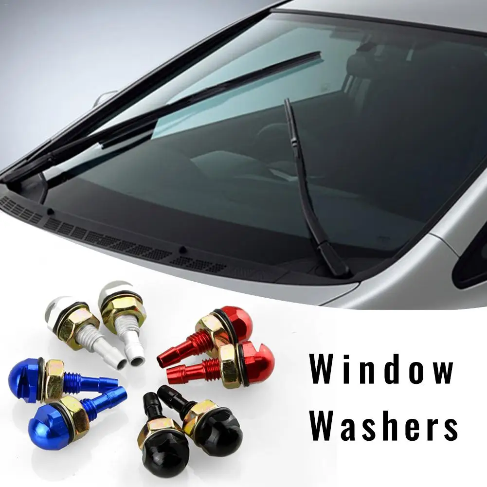 

2Pcs Car Front Window Washers Spray Eyes On Front Hood Bonnet Fan-Shaped Auto Wiper Cleaning Injection Nozzle