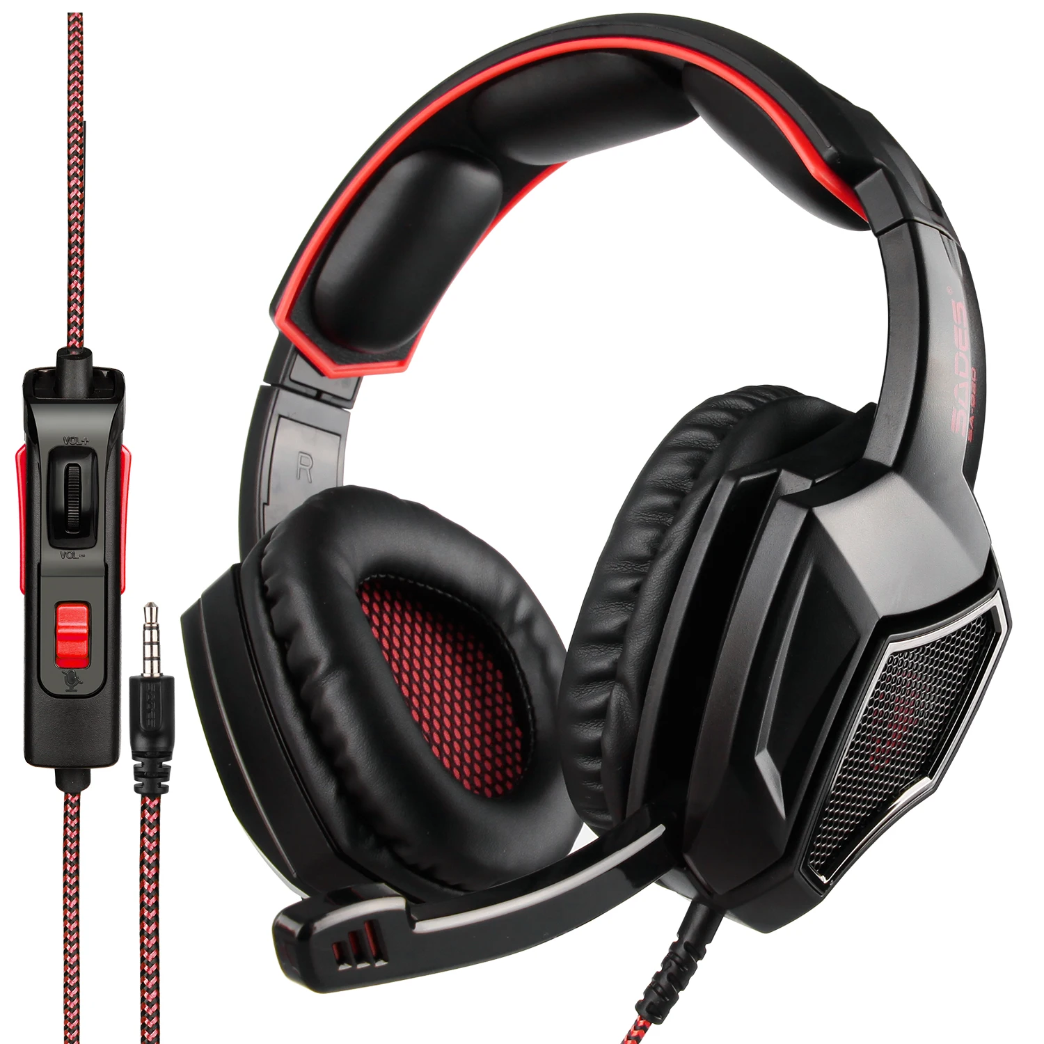 PS4/New Xbox one/PC Gaming Headset SADES SA-920 3.5mm Headphones with Microphone Volume Control for Computer Games (Black red) |