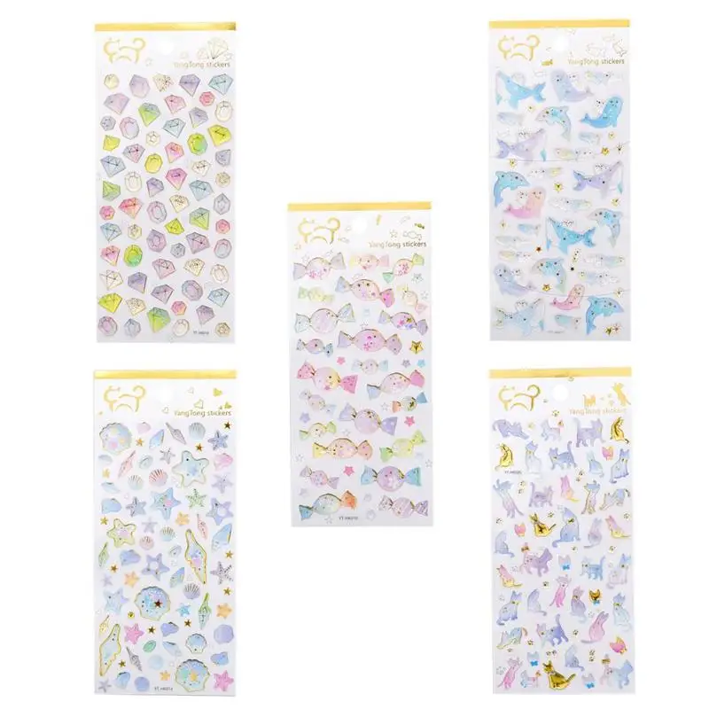 

3D Epoxy Crystal Bronzing Transparent Stickers DIY Diary Hand Account Decor