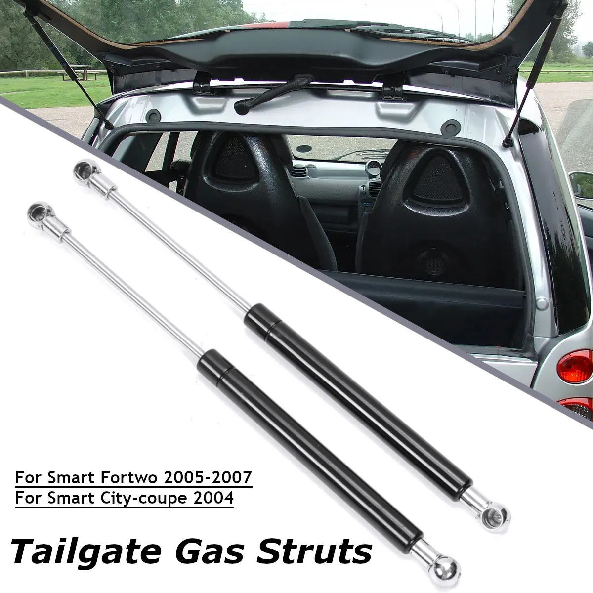 2 REAR HATCH TRUNK LIFT SUPPORTS SHOCKS STRUTS ARMS PROP ROD DAMPER SMART FORTWO