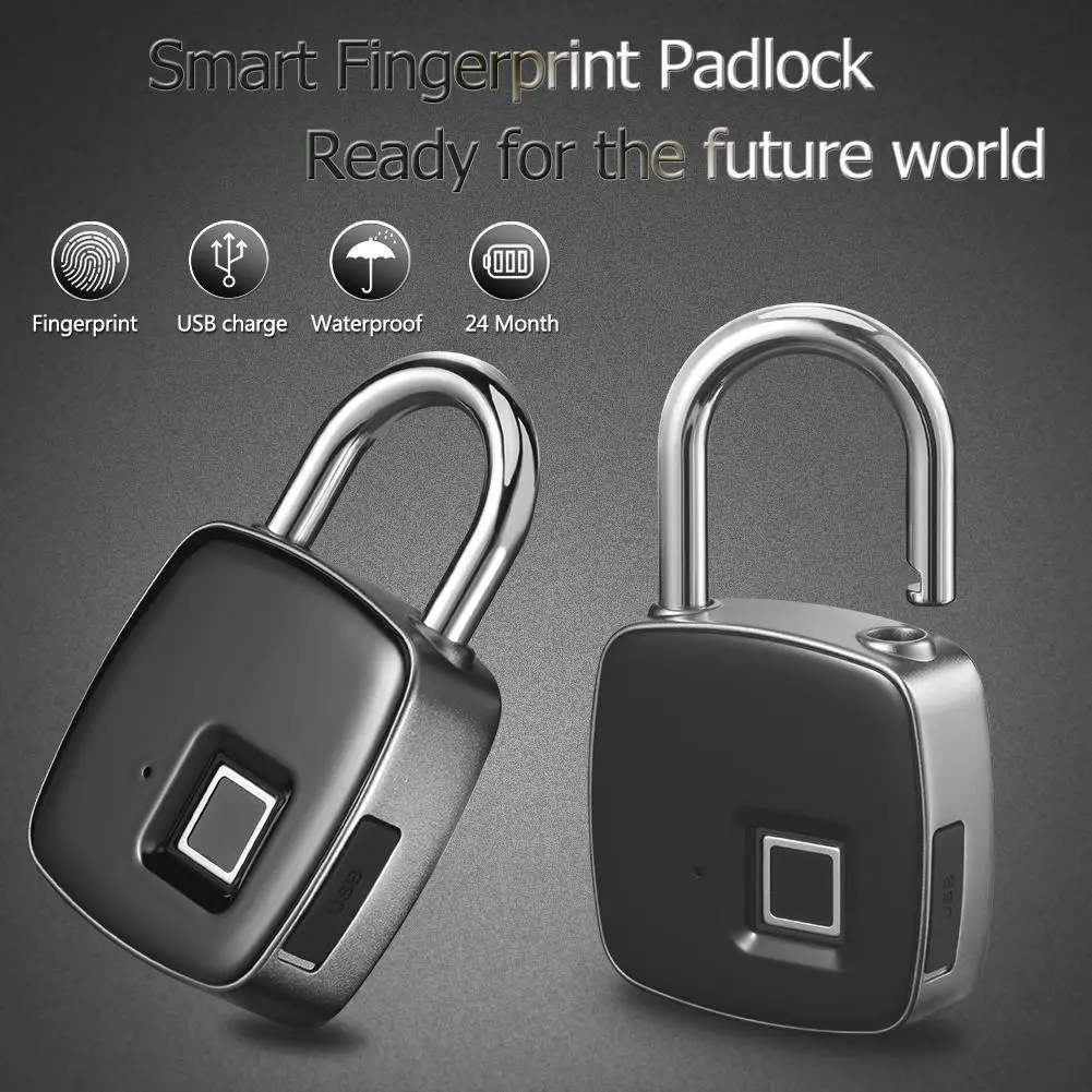 

Fingerprint Waterproof Smart Keyless Lock Home Security Anti Theft Door Padlock