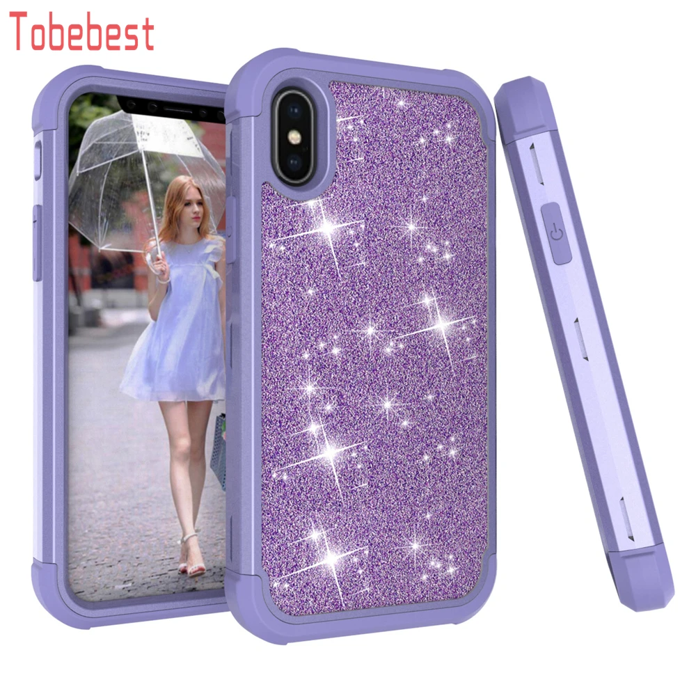 Funda dual layer bling bling con brillitos para iPhone