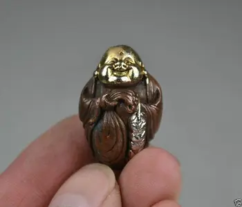 

Collectable Chinese Brass Carved The Cloth Bag Monk Happy Buddha Maitreya Buddha Exquisite Small Statues