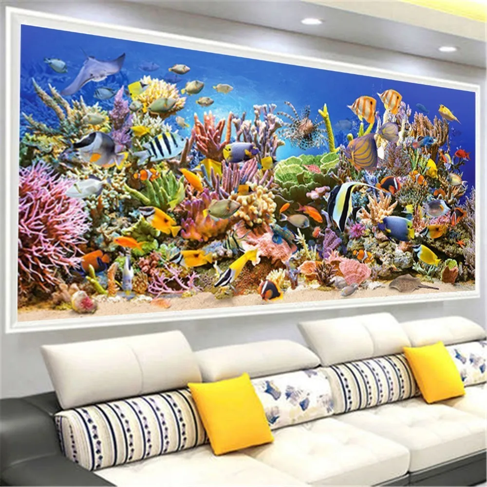 Buy Huacan Diamond Painting Fish Animal 5d Diy Kit