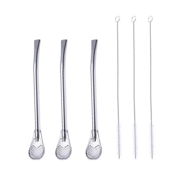 Special Offers Stainless Steel Spoon Straw Set Practical Metal Creative Cocktail Spoon Set with Long Brush for Juice Dessert Coffee Special Offers Stainless Steel Spoon Straw Set Practical Metal Creative Cocktail Spoon Set with Long Brush for Juice Dessert Coffee