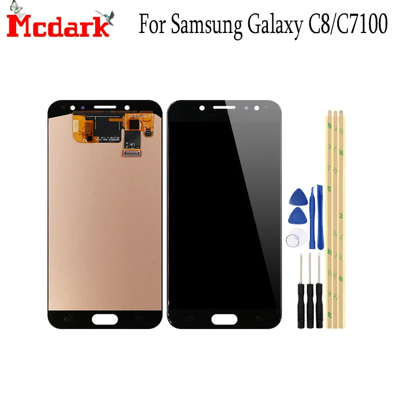OLED ЖК-экран для Samsung Galaxy C8 C7100 C7 2017 C710F C710 5 дюйма Сменные аксессуары ЖК-дисплей +