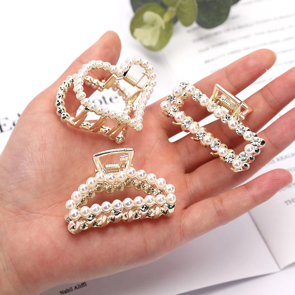 

Fashion Hair Accessories Elegant Women Pearl Barrettes Luxury Alloy Crystal Clip Hairgrips