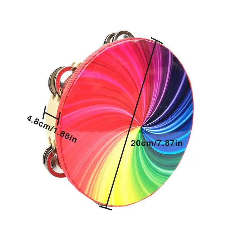 8 дюймов с двойным рядом камней в цветах радуги, Тамбурины Orff ударный инструмент Тамбурины ручной барабан для детей