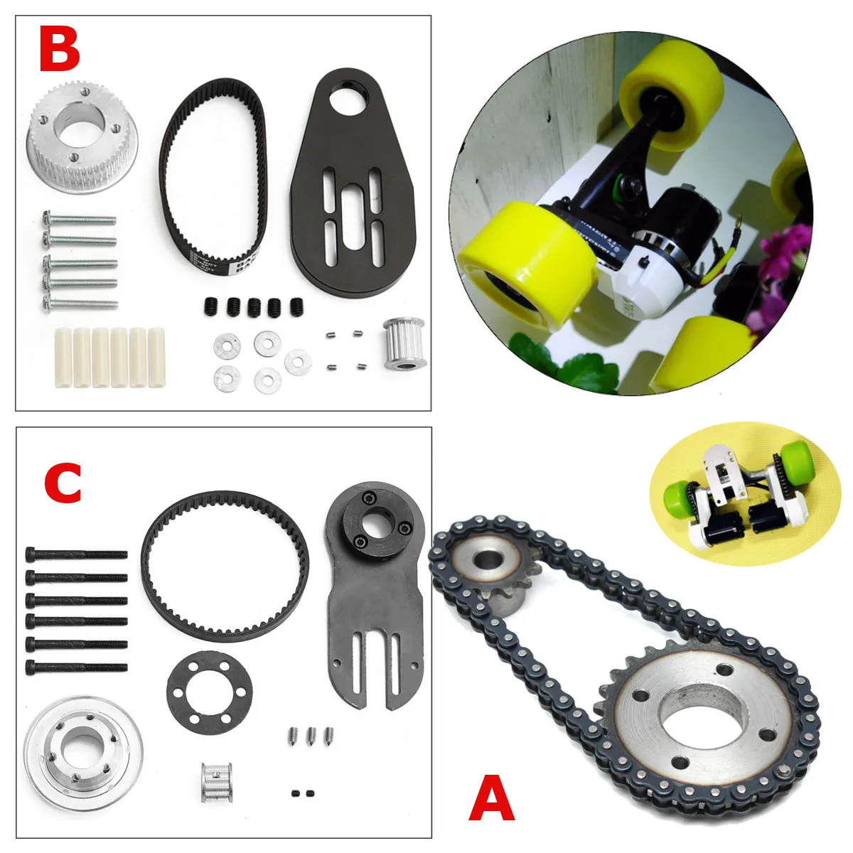 لا سلاسل الاضراس عجلة ل DIY الكهربائية لوحة تزلج كبيرة أجزاء Repalcement DIY