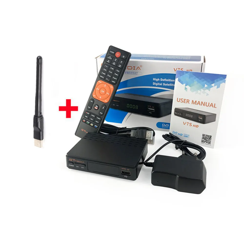 

Original GTMEDIA V7S HD Satellite decoder Receiver Full 1080P+ 1PC Professional HD DVB-S2 +USB WiFi TV Set Stable Signal Black