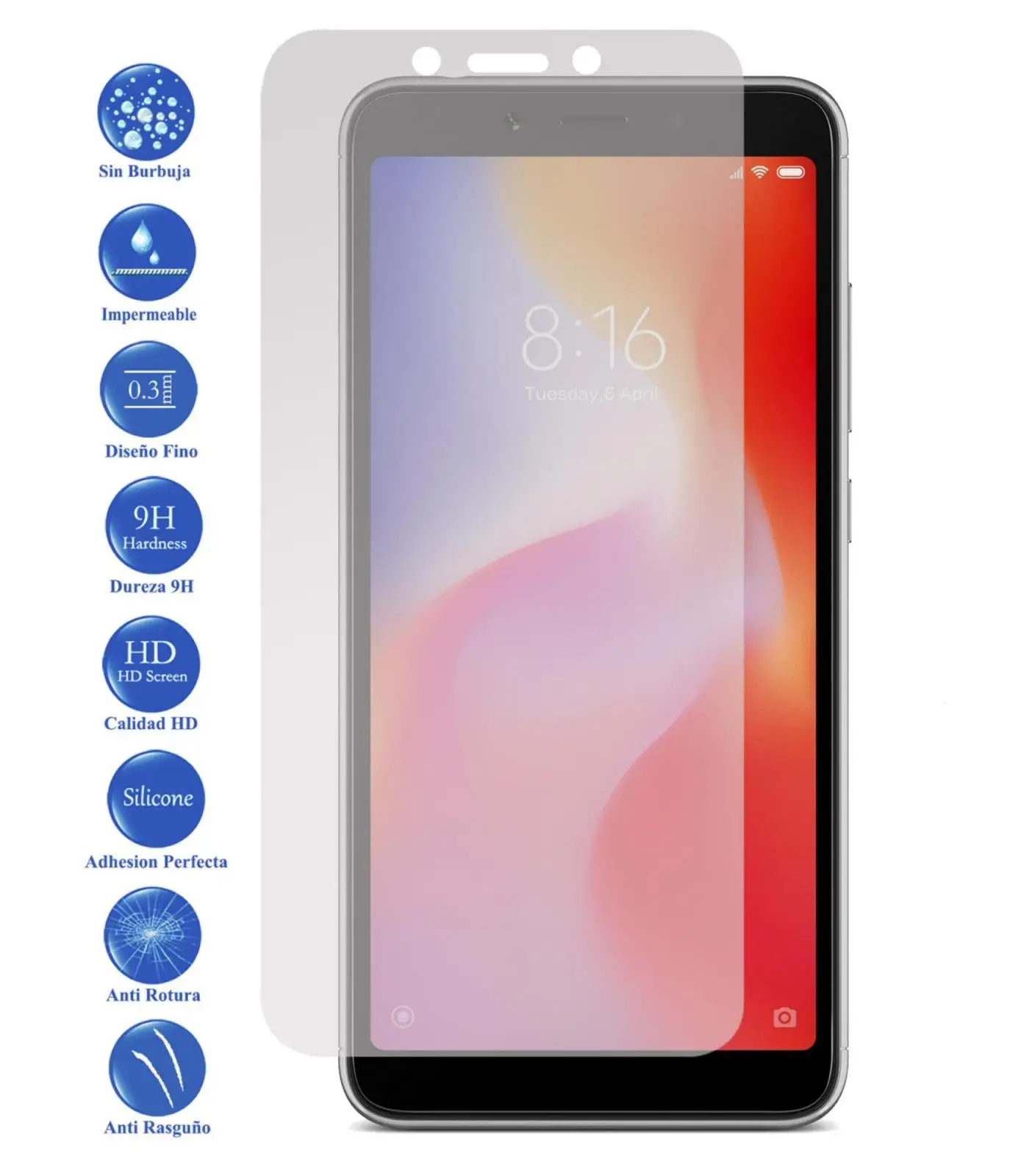 Tempered Glass LCD cover screen protector vidrio 9 H Premium for Xiaomi redmi 6A