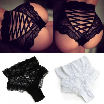 

Amazing Fashion New Arrival Sexy Women Intimates High Waist Lace Bandage Hollow Out Hollow Flower Underwear Lingerie Panties