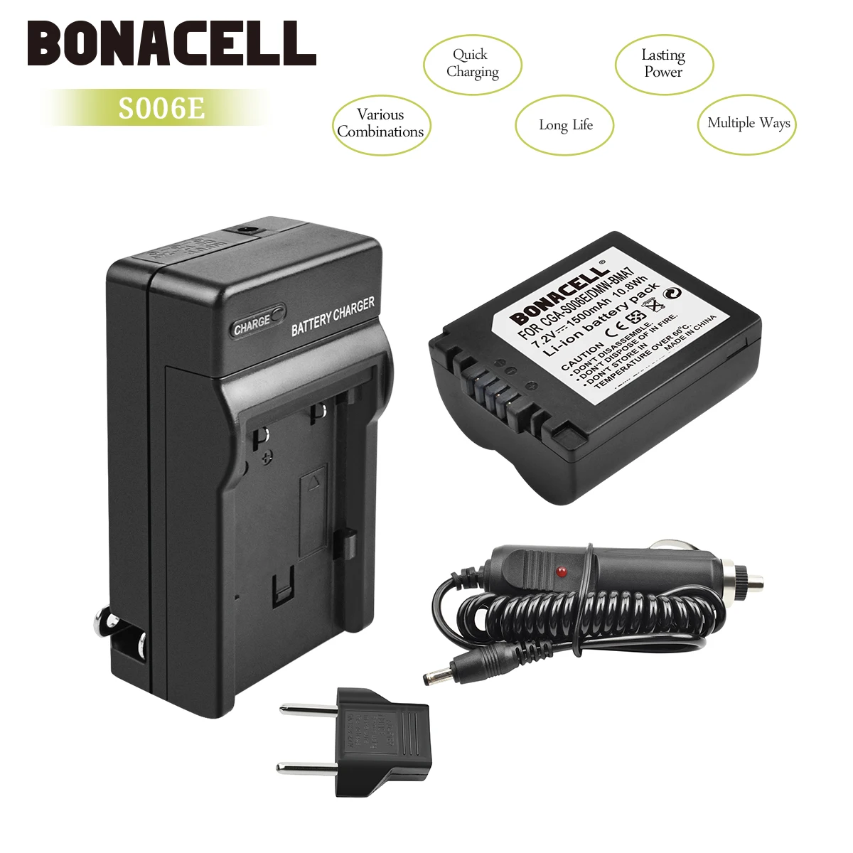Аккумулятор для камеры Bonacell 1500 мАч CGR CGA S006E S006A S006 зарядное устройство Panasonic DMC FZ7 FZ8