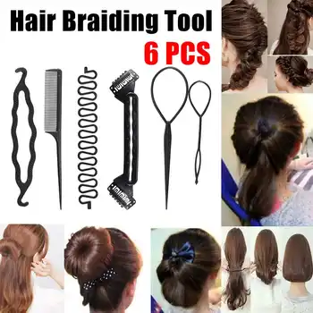 

6pcs Fashion French Hair Braiding Tool DIY Twist Styling Barber Maker Disk Hair Styling Braiding Combs Straight Hair Girls Women