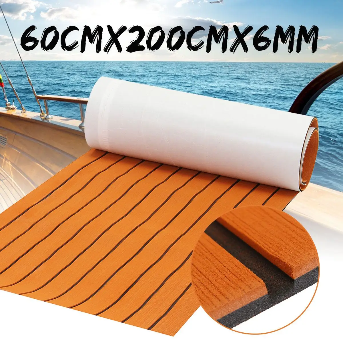 

600*2000*6mm Self Adhesive Boat Marine EVA Foam Teak Sheet Teak Boat Decking Synthetic Pad Floor Mat Yacht Cruise Car Boat
