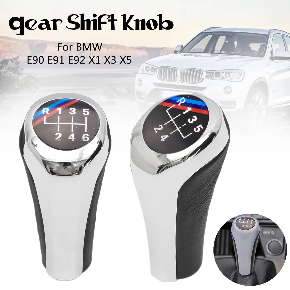 

5 6 Speed M-Color Car Gear Shift Knob For BMW 1 3 5 6 Series E30 E32 E34 E36 E38 E39 E46 E53 E60 E63 E83 E84 E90 E91