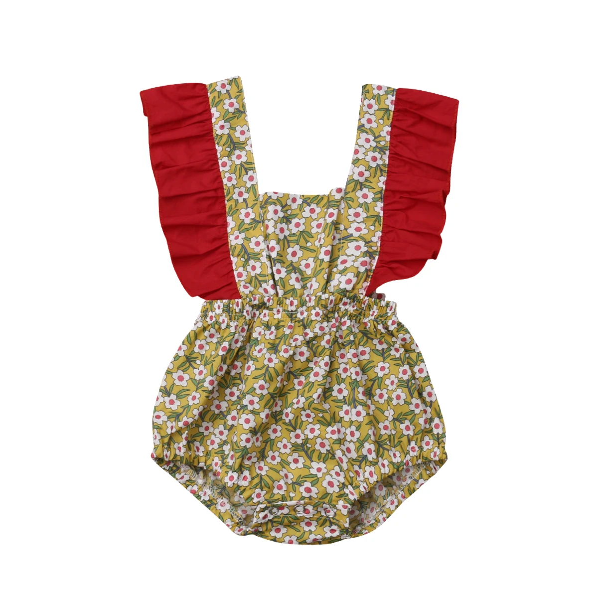 طفلة الزهور الكشكشة أكمام رومبير بذلة ل الوليد طفلة الرضع ملابس الأطفال طفل الملابس