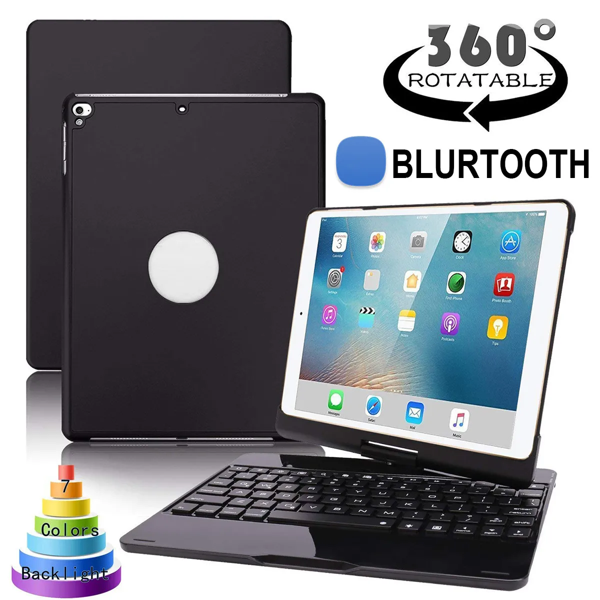 

Only for iPad Pro 10.5 inch bluetooth Keyboard Rotatable Foldable Case Cover for Model A1701 A1709 Backlight Keyboard For iPad