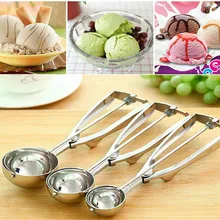 3 шт нержавеющей стали пружинная Ручка Ложки для мороженого Ложка для дыни кухонные аксессуары