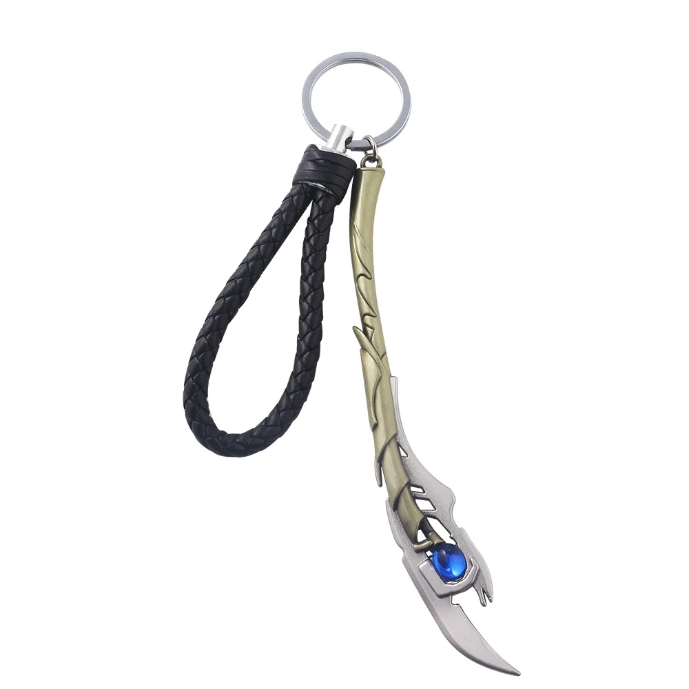 

Marvel Avengers Endgame Evil Loki Scepter Keychain Leather Rope Thor Axe Hammer Key Chain Weapon Model Key Ring for Men Gift