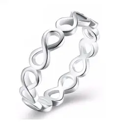 HUITAN минималистский обручальное кольцо с вечный узел дизайн Элегантный покрытый серебром обручальные кольца для женщин оптовая продажа