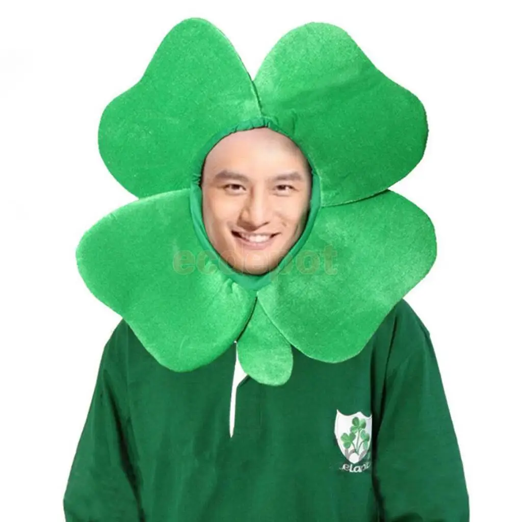 

Funny Irish Clover Shamrock Head Hat Happy St Patricks Day Party Costume Accessories Fancy Dress