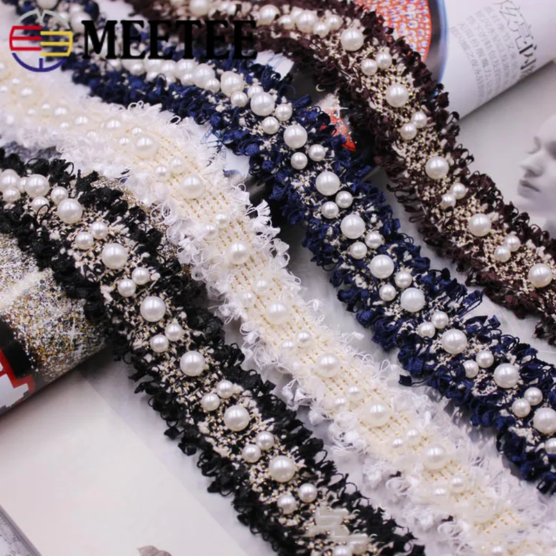 Meetee 4Meters 3cm Webbing Beaded Lace DIY Handmade Accessories Bow Clothing Trim for Curtains Bags Dress Ribbions BD235 | Дом и сад