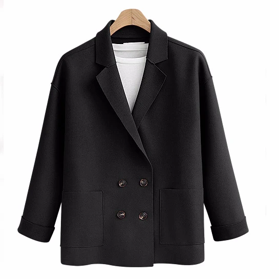 Autumn Winter Women Wool Blend Coat Ouitwear Long Sleeve Solid Office Work Coat Single Breasted Short Coat