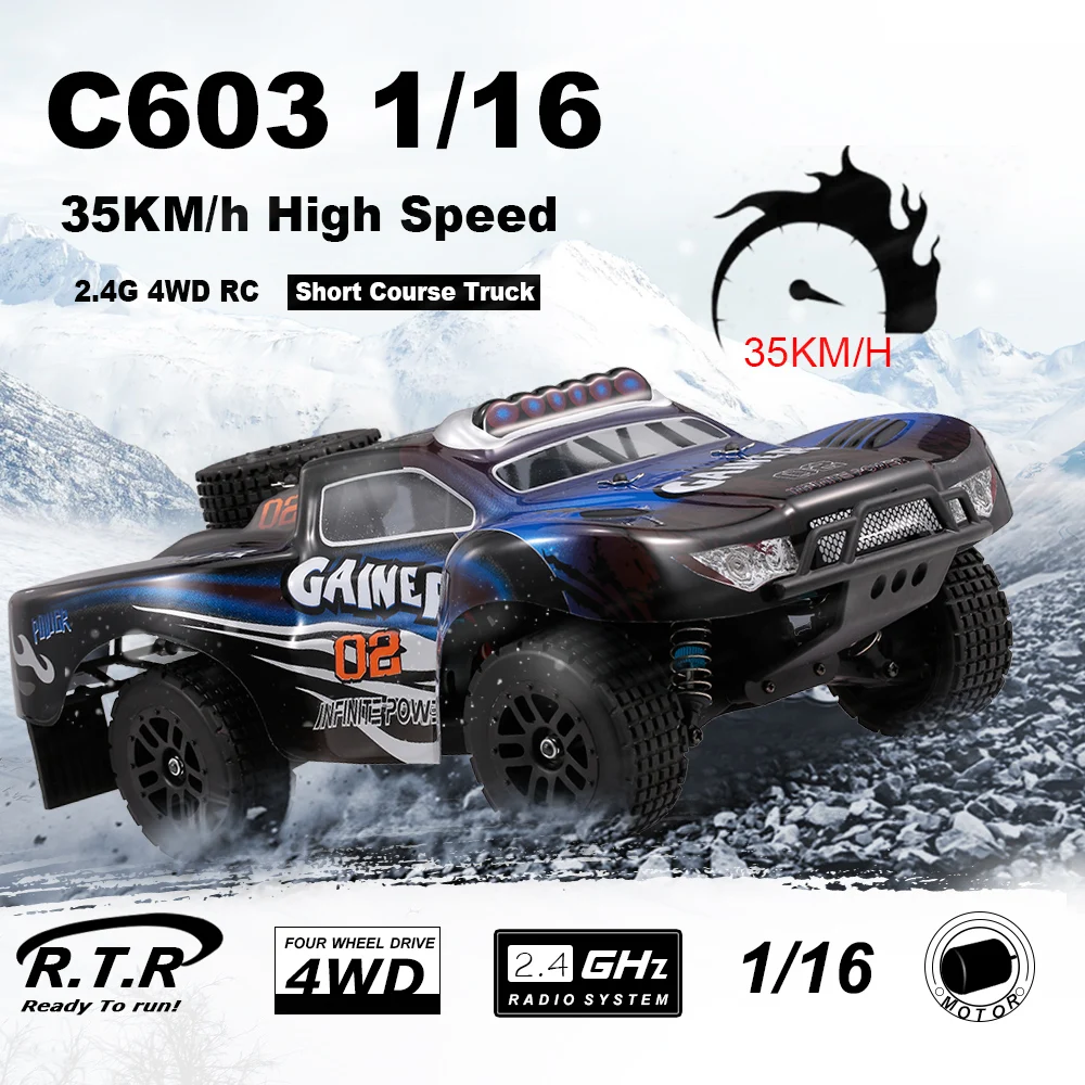 

C603 1:16 RC Short Course Car RC Toys for Children 2.4G Full Scale Proportion 4WD 35KM/h High Speed RC Off-road Buggy Cars