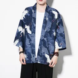 Chinese Kimono Cardigan Thin Men Open Kimono Summer Linen Jacket Mens Traditional Streetwear Printing Jackets Clothes 2019 5XL Chinese Kimono Cardigan Thin Men Open Kimono Summer Linen Jacket Mens Traditional Streetwear Printing Jackets Clothes 2019 5XL