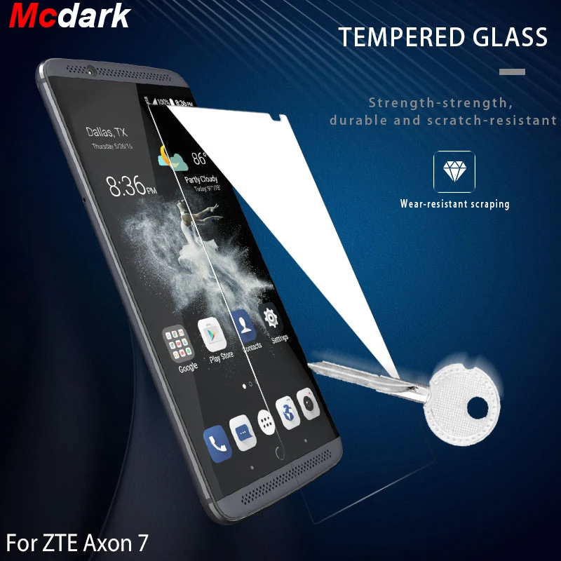 Mcdark с уровнем твердости 9H закаленное Стекло для ZTE Axon 7 Экран Защитная пленка 5